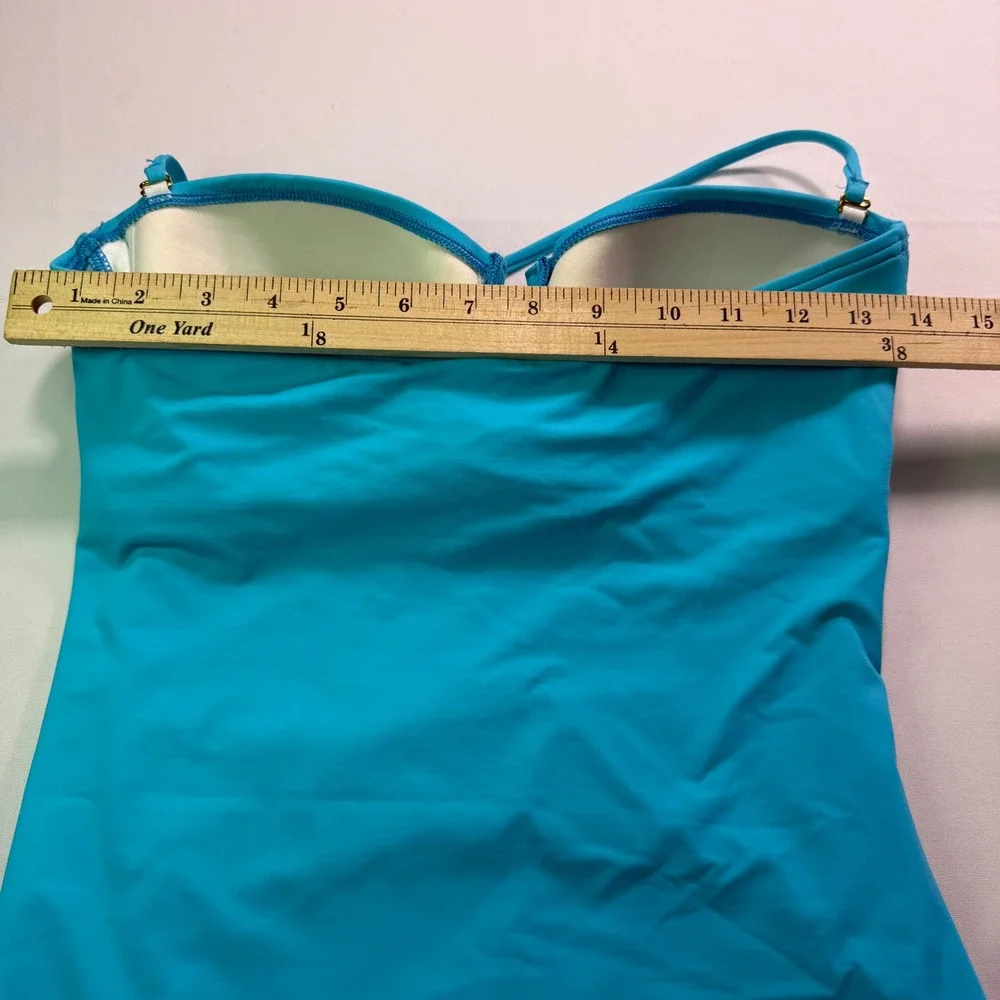 Tommy Bahama Womens Turquoise Ruched One Piece Swimsuit TSW31024P Size 10